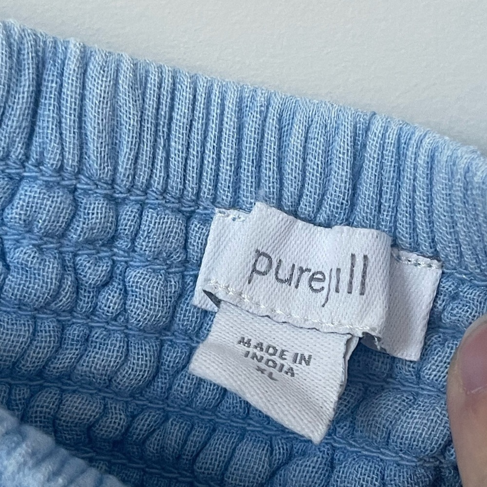 Purejill | Blue Gauzy Cotton Wide Leg Cropped Pull on Pant XL - Picture 4 of 4